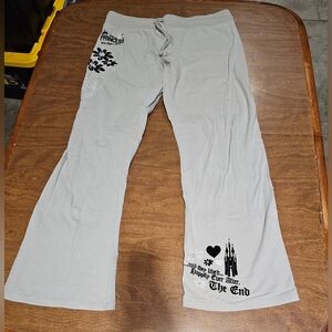 Disney Parks Sweatpants Womens Size XL Straight Drawsring Stretch Graphic Gray
